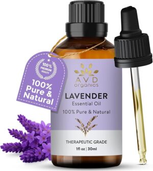 AVD Organics Lavender Essential Oil 30ml – 100% Pure & Natural Lavender Oil for Diffuser, Aromatherapy, Sleep, Massage, Skin, Meditation & Relaxation | Therapeutic Grade | 1 fl oz