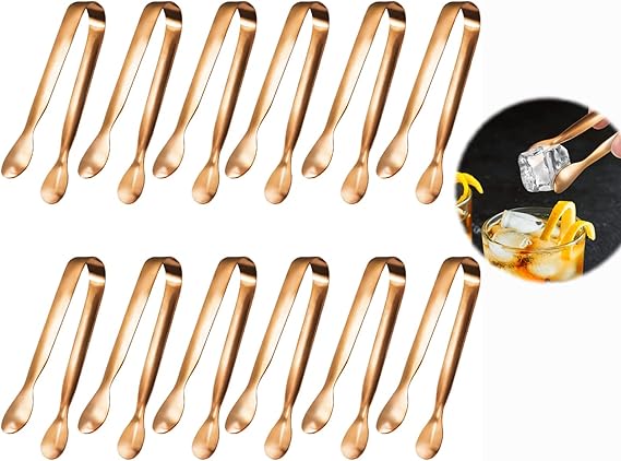 Serving Tongs Small Serving Utensils for Parties Catering Kitchen Tongs,Food-Grade 304 Stainless Steel Serving Tongs Cooking Tongs for Tea Party Coffee Appetizer Tongs Rose Gold 12 Pcs