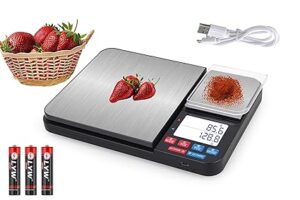 TERRIFI Digital Kitchen Scale, Rechargeable Dual Platform Food Scale with Measuring Spoons, Precision Capacity (0.1g/0.01g), Suitable for Weight Loss, Cooking and Baking