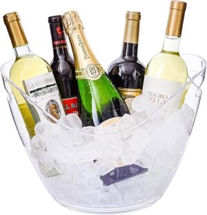 Ice Bucket Clear Acrylic 8 Liter Plastic Tub For Drinks and Parties, Food Grade, Holds 5 Full-Sized Bottles and Ice 1