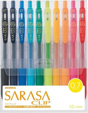 Zebra Sarasa Clip 0.7, 10 Color Set (JJB15-10CA)