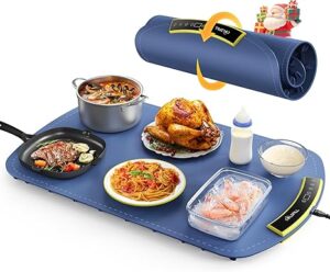 Electric Warming Tray - Foldable Food Warming Mat with 8 TEMP Setting, Full-surface Heat in 5s, 4 Hours Auto-off, Easy to Clean with Nano-Material, for Buffet, for Party, for Thawing