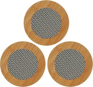 MOMENT 3 PACK Bamboo Wooden Coaster Heat Table Pad, Round Shape Pot Holder, Dining Table, Hot Utensils, Bowl,Tea Cup, Office, Home