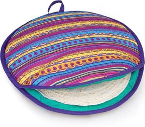 PixiPy Tortilla Warmer 12 Inch Insulated Cloth Food Warmer - Microwavable Fabric Pouch to Keep Tortillas Soft and Warm for up to One Hour