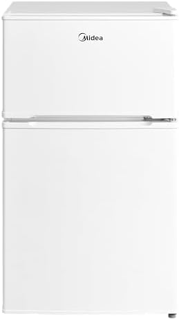 Midea 134L Gross & 87L Net Double Door Refrigerator with Separate Chiller Compartment, 2L Bottle Holder, Mini Fridge for Kitchen, Bedroom, Office & Bar, Inverter Quattro, White - MDRT134FGE01AE