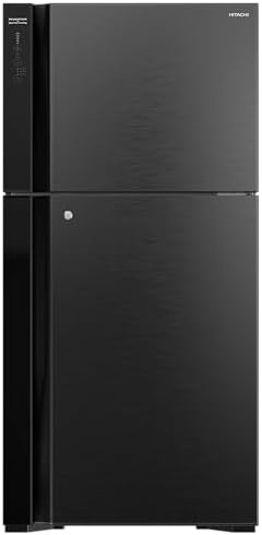 Hitachi 710L Gross, Net 510L, Top Mount Double Door Refrigerator, No Frost Fridge, Freezer, Inverter Control With Dual Fan Cooling, Touch Screen Control, Movable Twist Ice Tray, Black-RV710PUK7KBBK
