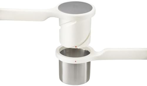 Joseph Joseph 20100 Helix Potato Ricer Masher Ergonomic Twist-Action Hand Manual Stainless Steel For Mashed Potato, White