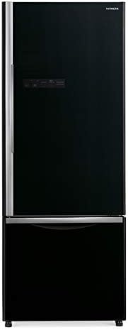 Hitachi 451L Gross Bottom Freezer Double Door Premium Refrigerator RB600PUK6GBK, 2 Doors No Frost Fridge Freezer, Inverter Control With Dual Fan Cooling, Movable Twist Ice Tray, LED Light Glass Black