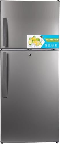 AKAI 335 Liters Double Door Refrigerator with NO FROST, Fridge Freezer, Recessed Handle Glass Shelves LED Light, Digital Control Fast Freezing Titanium Finish, RFMA-S335WTI-NEW MODEL