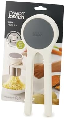 Joseph Joseph 20100 Helix Potato Ricer Masher Ergonomic Twist-Action Hand Manual Stainless Steel For Mashed Potato, White