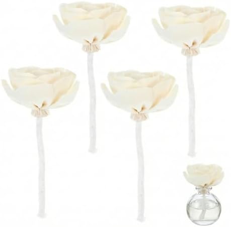 ABOOFAN 4pcs Artificial Flower Diffuser Sticks Cotton Rope Wick Scented Aromatherapy Diffuser Flowers Floral Refill for Essential Oils Home Fragrance