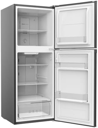 AKAI 335 Liters Double Door Refrigerator with NO FROST, Fridge Freezer, Recessed Handle Glass Shelves LED Light, Digital Control Fast Freezing Titanium Finish, RFMA-S335WTI-NEW MODEL