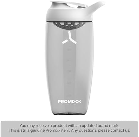 Promixx Pursuit Protein Shaker Bottle - Premium Shaker for Protein Shakes - Lifetime Durability, Leakproof, Odourless - 700ml / 24oz (Arctic White)