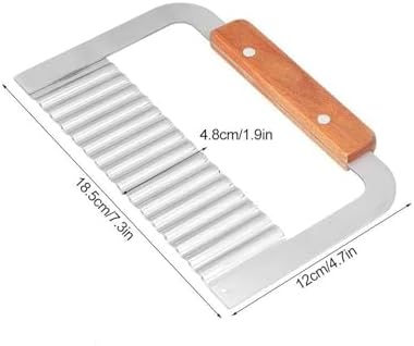 Baskety Crinkle Cutters, Potato Cutter, Soap Cutting Tool French Fry Slicer Stainless Steel Blade Wooden Handle Serrator Chopping Knife
