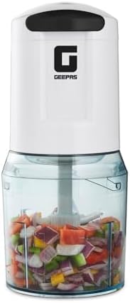 Geepas Mini Food Processor, 500W, 500ml, 4 Blades, 2 Levels, Stainless Steel for Blending and Chopping Salads, Sauces, Curries, Pesto, 2 Years Warranty, Model GC5477, Clear