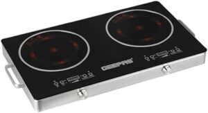 Geepas Double Burner Infrared Cooker, 99mins Timer, GIC6131 | LED Display | 9 Temperature Settings | Child Lock | Ceramic Heating Element