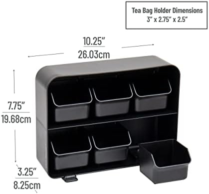 Mind Reader 6 Drawer Tea Bag Holder And Organizer, Black