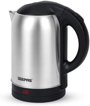 Geepas Stainless Steel Electric Kettle With Auto Shutt off and Boil Dry Protection 1.8 L 1800 W GK5466 Silver/Black