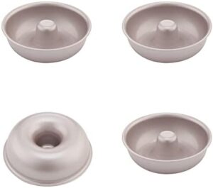 CHEFMADE Mini Donut Cake Pan Set, 3-Inch 4Pcs Non-Stick Ring Doughnut Bakeware for Oven and Instant Pot Baking (Champagne Gold)
