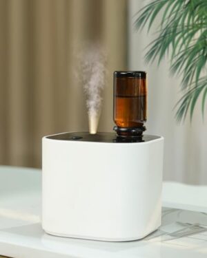 Waterless diffusers for home With 10ml White Tea Oil, Portable Small Essential Oil Diffuser, Battery Operated Aroma Diffuser 3 Mist Modes, Cycle Start, 400 Sq.Ft for Home/Office/Bedroom/Gift, White