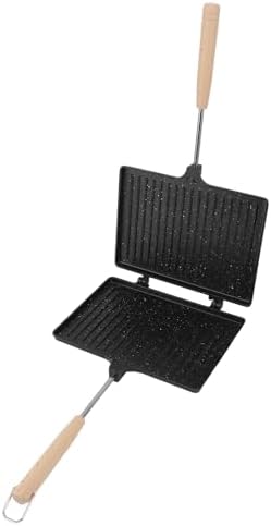 BROLEO Panini Press Sandwich Maker, Nonstick Double Sided Gas Sandwich Toaster, Aluminum Camping Sandwich Hand Toaster Sandwich Press Grill for Home Kitchen, Toast, Waffle, Breakfast