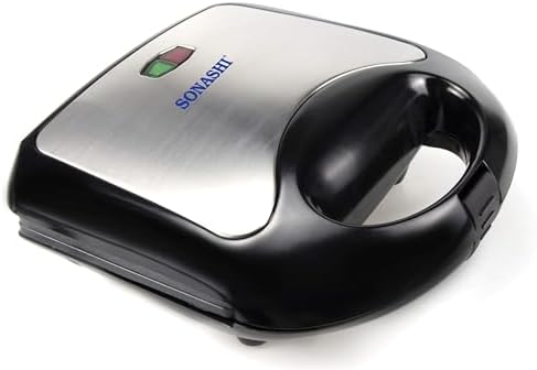 Sonashi 2 Slice Non-Stick Sandwich Grill SGT-853N – Stainless Steel Sandwich Maker with Handle Locking System, Indicator Light, Overheat Protection | Kitchen Appliances