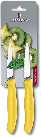 Victorinox Swiss Classic Wavy Edge Pointed Tip Paring Knife, Yellow, 6.7636.L118