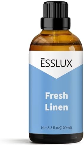 Fragrance Oil - ESSLUX 100ml Essential Oils for Home for Diffuser, Fresh Linen Clean Aromatherapy Scented Oils for Humidifer, Laundry, Massage, Soap, Candle Making Scents