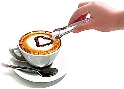 KASTWAVE Silver Mini Serving Tongs, U-Shaped Stainless Steel for Desserts Coffee Tea Sugar Ice Cube Appetizer Kitchen Party - 4 Pcs