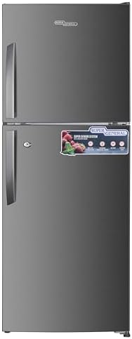 Super General 260 Liters Gross Top Mount Refrigerator-Freezer SGR260N, Temperature Control, No Frost, Multi-Air Flow, LED Light, 54.5 W cm x 56 D cm x 142.5 H cm, Silver, 1 Year Warranty