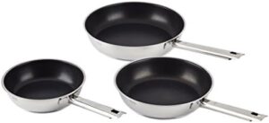 RÖSLE Elegance 3-Piece Frying Pan Set, Universal Pans with Robust ProPlex Non-Stick Seal, 20 cm, 24 cm and 28 cm, 18/10 Stainless Steel, Suitable for Induction Cookers, Dishwasher Safe