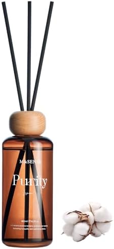 M&SENSE Linen Reed Diffuser: Upgraded Formula 6.3fl oz Non-Toxic Aroma Set with Sticks, Long-Lasting Natural Essential Oil Gifts for Home, Bedroom, Shelf Decor & Small Spaces
