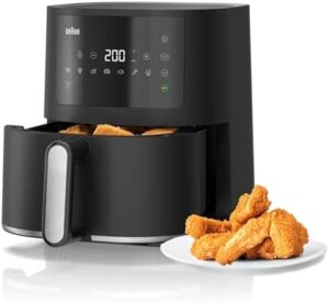 Braun MultiFry 3 Hot AirFryer, Digital Touch Screen, 8 Automatic Programs, 4.3 Litre Capacity, 1500 Watts, Auto-Off - 70% Energy Saving - HF 3030 BK - Black
