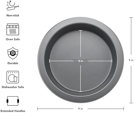 KitchenAid Nonstick Swiss Engineered Aluminized Steel Round Cake Pan, Dishwasher Safe, Contour Silver, 8 Inch