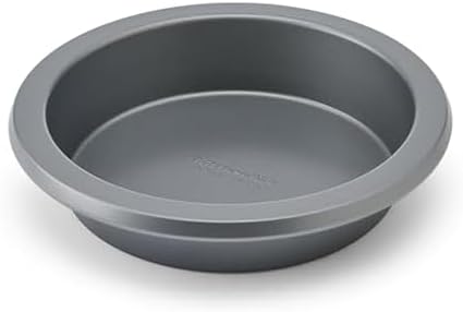 KitchenAid Nonstick Swiss Engineered Aluminized Steel Round Cake Pan, Dishwasher Safe, Contour Silver, 8 Inch