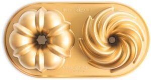 Nordic Ware Classic Bundt Duet, 5 Cups, Gold