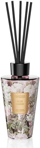 M&SENSE Rose Amber Reed Diffuser Set - 8.79fl oz Home Fragrance Non-Toxic Essential Oil Diffuser with All Natural Sticks, Air Freshner Gifts for Bathroom Bedroom Office Home Decor