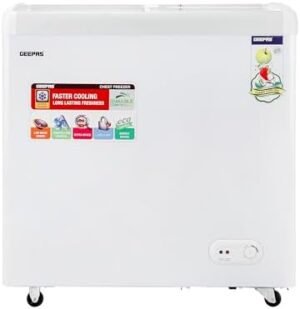 Geepas Chest Showcase Freezer- GCF2622SG| Storage Capacity: 260 L; Convertible Freezer and Fridge Function| Faster Cooling and Long Lasting Freshness with Temperature Control| 1 Year Warranty