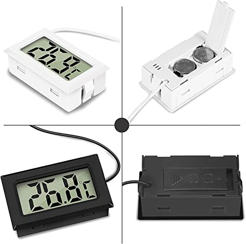 4x Digital LCD Thermometer Temperature Monitor with External Probe for Fridge Freezer Refrigerator Aquarium (2x Black 2x White)