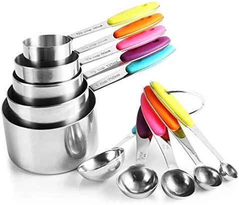 10 Piece Measuring Cups and Spoons Set in Stainless Steel Cooking & Baking