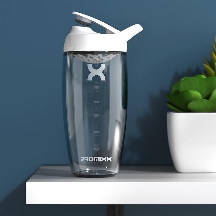 Promixx Pursuit Protein Shaker Bottle - Premium Shaker for Protein Shakes - Lifetime Durability, Leakproof, Odourless - 700ml / 24oz (Arctic White)