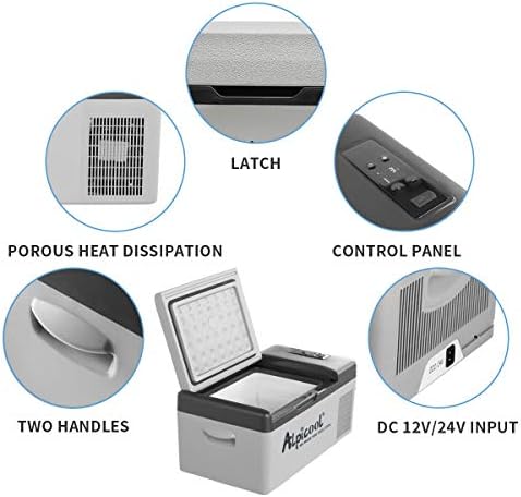 Alpicool C15 Portable Freezer,12 Volt Car Refrigerator, 16 Quart (15 Liter) Fast Cooling 12V Car Fridge -4℉~68℉, Car Cooler, 12/24V DC and 100-240V AC for Outdoor, Camping, RV, Truck, Boat