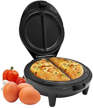 Geepas 1000W Omelette Maker – Dual Electric Non-Stick Egg Cooker – Automatic Temperature Control & Power Light – Multi Cooker for Omelettes, Fried, Poached & Scrambled Eggs – 2 Year Warranty