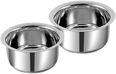 Vinod Stainless Steel, Sandwich Bottom, Tope Set 5 litres and 6 litres - 2 Pieces (Induction and Gas Stove Friendly) Without Lids,2 Years Warranty, Silver