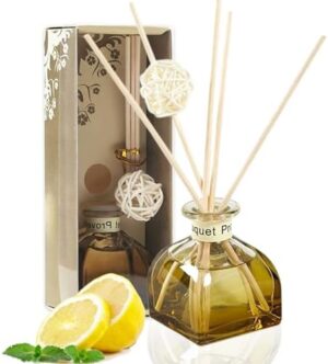 Reed Diffuser Set, Bathroom Decor Fragrance with Reed Diffuser Sticks, Home Fragrance Essential for Bathroom Accessories Bedroom Decor & Air Fresheners (Lemon)