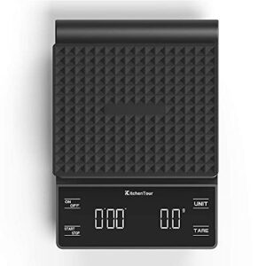 K KitchenTour Coffee Scale with Timer 3kg/0.1g High Precision Pour Over Drip Espresso Scale with Back-Lit LCD Display (Batteries Included), Black