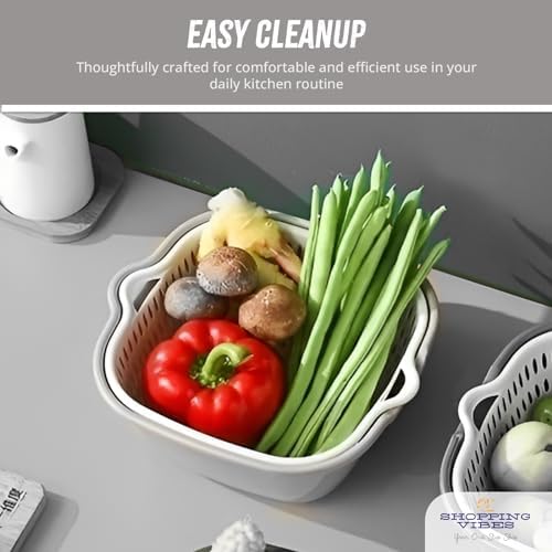 From Farm to Feast: Home Chef's 6 Pieces Colander with bowl for Gourmet Cooking Adventures, Food Strainer for Pasta Veggies and Fruits, 3 Sets - 2 in 1 Drain Basin & Basket (Grey & White)