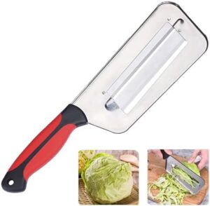Stainless Steel Vegetable Cutter ，Cabbage Shredder ，Upgraded Double-Layer Slicer for Sauerkraut, Kitchen Knife with Sharp Blades for Slicing, Grating & Shredding (1 Pcs-Black-Red)