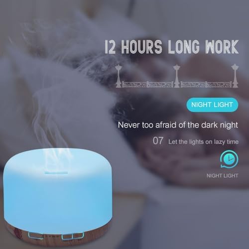 Beauenty 500ml Premium Essential Oil Diffuser With Remote Control,Ultrasonic Aromatherapy Fragrant Oil Humidifier Vaporizer,7 Color Led Lights, Ultra-Quiet Operation,Timer And Auto-Off Switch