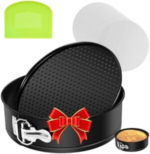 8 Inch Springform Pan for Baking Cheesecake With 50 Pcs Parchment Paper - Leakproof Round Cake Pan Set - Gray